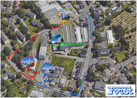 Forst Technologie - Anfahrt zu Verwaltung und Werk in Solingen